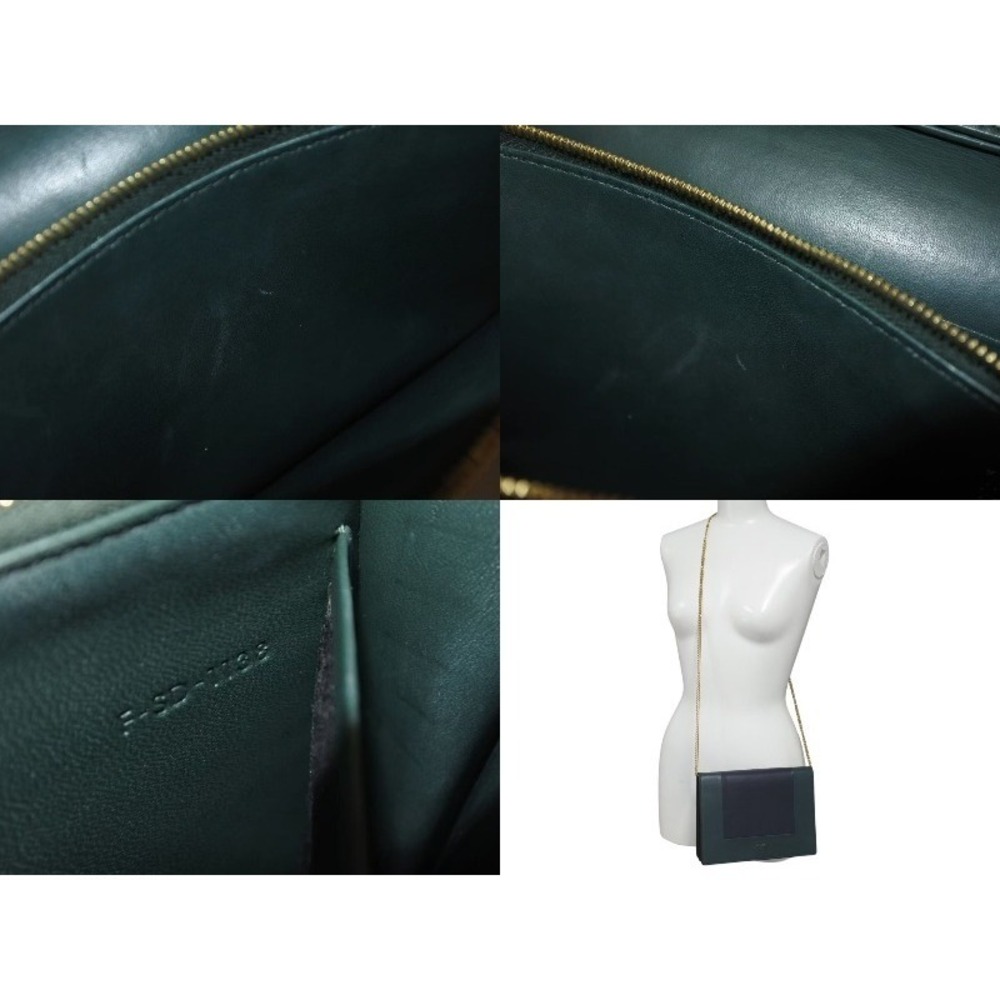 Celine Bag Chain Navy Shoulder Leather Blue Green Evening Frame - Picture 8 of 8